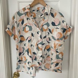 Patterned Linen Short Sleeve Button Up